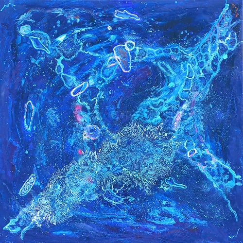 L'EVEIL DE LA MATIERE ET DE LA CONSCIENCE, Huile, 50 x 50 cm