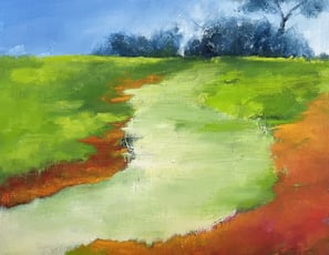 Toile de l'artiste représentant la campagne en été